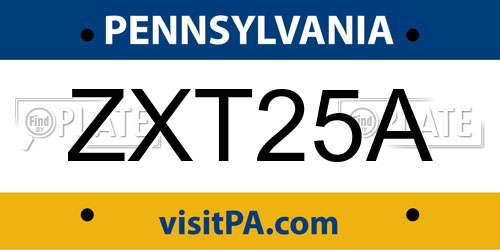 ZXT25A Pennsylvania License Plate