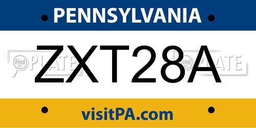 ZXT28A Pennsylvania License Plate