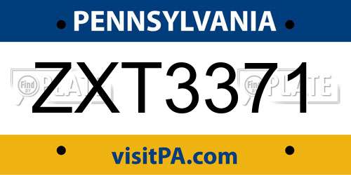 ZXT3371 Pennsylvania License Plate