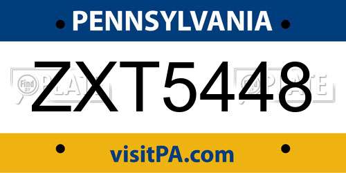 ZXT5448 Pennsylvania License Plate