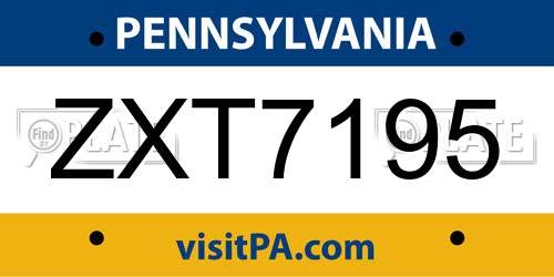 ZXT7195 Pennsylvania License Plate