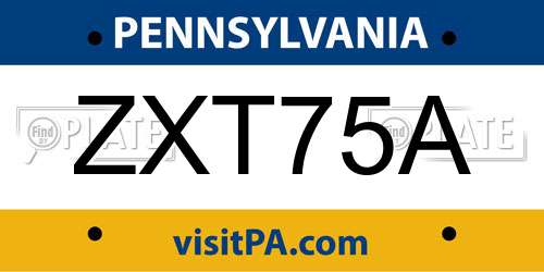 ZXT75A Pennsylvania License Plate