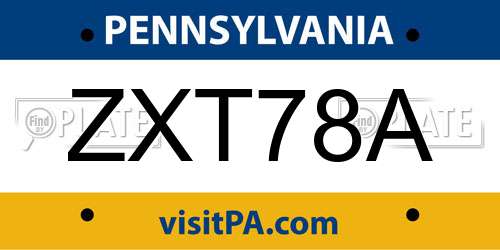 ZXT78A Pennsylvania License Plate