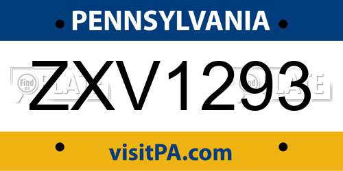 ZXV1293 Pennsylvania License Plate