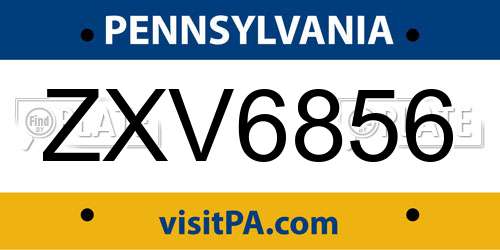 ZXV6856 Pennsylvania License Plate