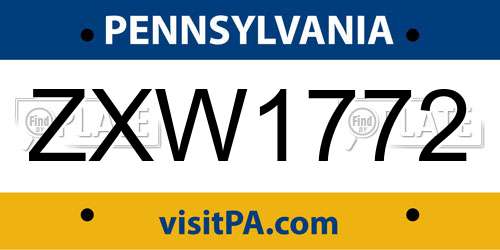 ZXW1772 Pennsylvania License Plate