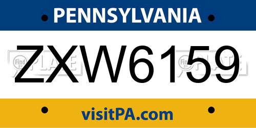ZXW6159 Pennsylvania License Plate
