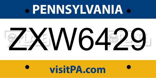 ZXW6429 Pennsylvania License Plate