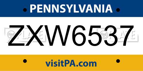 ZXW6537 Pennsylvania License Plate