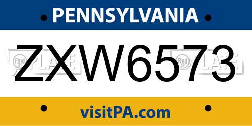 ZXW6573 Pennsylvania License Plate