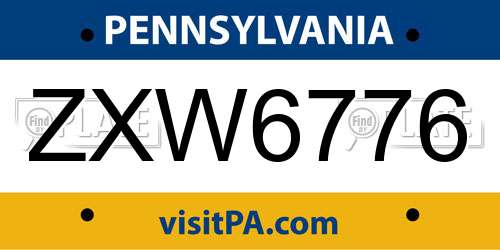 ZXW6776 Pennsylvania License Plate