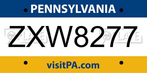 ZXW8277 Pennsylvania License Plate