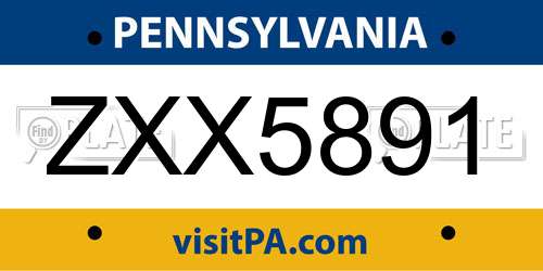 ZXX5891 Pennsylvania License Plate