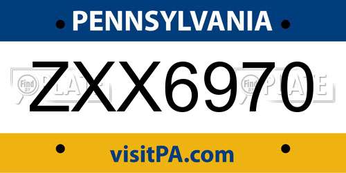 ZXX6970 Pennsylvania License Plate