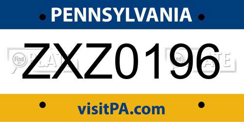 ZXZ0196 Pennsylvania License Plate