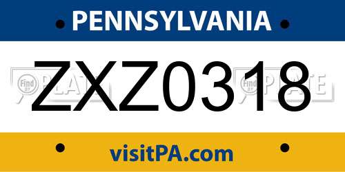 ZXZ0318 Pennsylvania License Plate