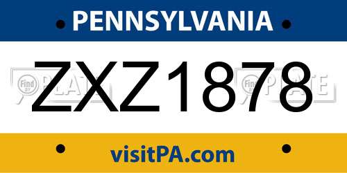 ZXZ1878 Pennsylvania License Plate