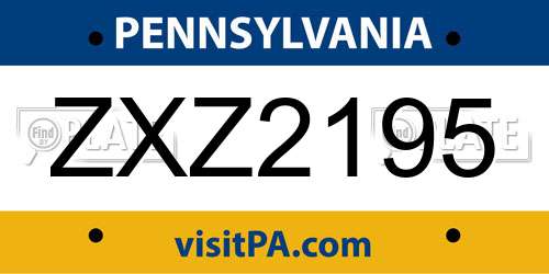 ZXZ2195 Pennsylvania License Plate