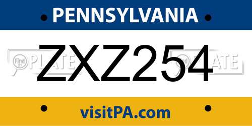 ZXZ254 Pennsylvania License Plate