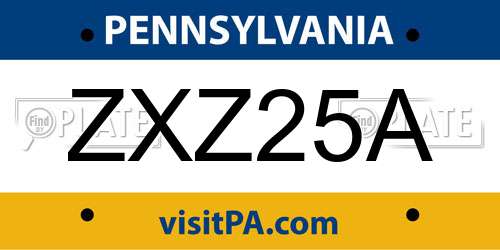 ZXZ25A Pennsylvania License Plate