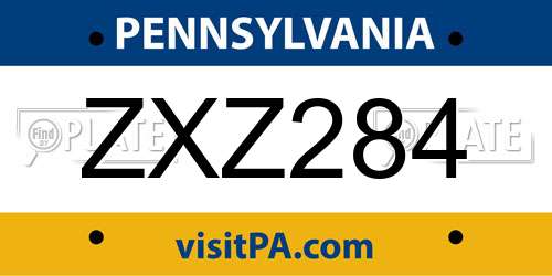 ZXZ284 Pennsylvania License Plate