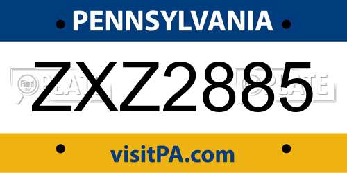 ZXZ2885 Pennsylvania License Plate