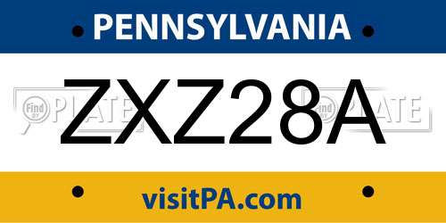 ZXZ28A Pennsylvania License Plate