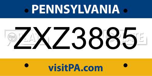 ZXZ3885 Pennsylvania License Plate