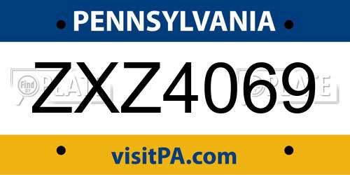 ZXZ4069 Pennsylvania License Plate