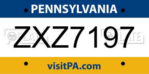 ZXZ7197 Pennsylvania License Plate