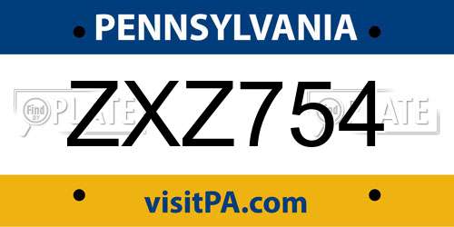 ZXZ754 Pennsylvania License Plate