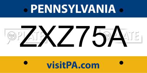 ZXZ75A Pennsylvania License Plate