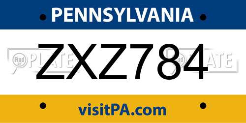 ZXZ784 Pennsylvania License Plate