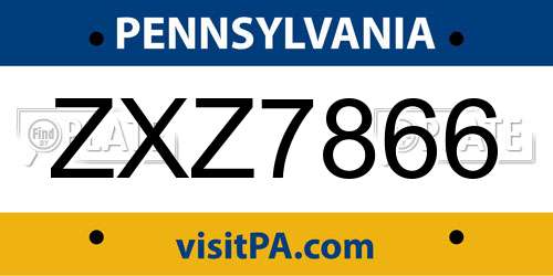 ZXZ7866 Pennsylvania License Plate