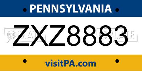 ZXZ8883 Pennsylvania License Plate