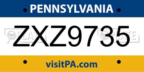 ZXZ9735 Pennsylvania License Plate