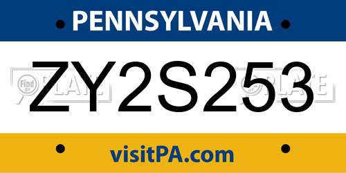ZY2S253 Pennsylvania License Plate