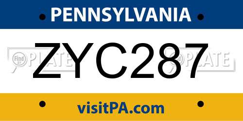 ZYC287 Pennsylvania License Plate