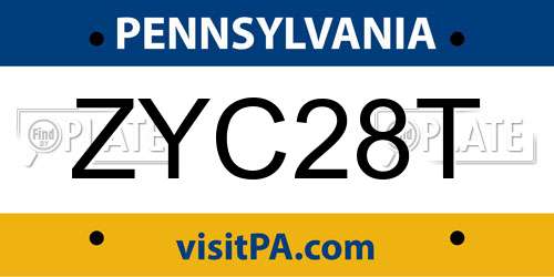 ZYC28T Pennsylvania License Plate