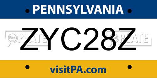 ZYC28Z Pennsylvania License Plate