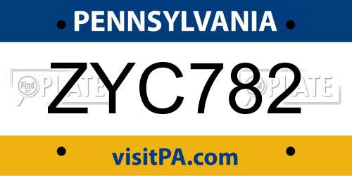 ZYC782 Pennsylvania License Plate