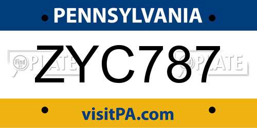 ZYC787 Pennsylvania License Plate