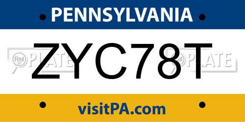 ZYC78T Pennsylvania License Plate