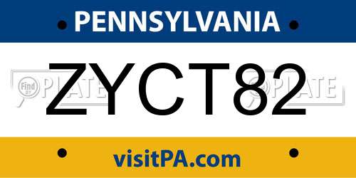 ZYCT82 Pennsylvania License Plate