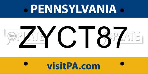 ZYCT87 Pennsylvania License Plate