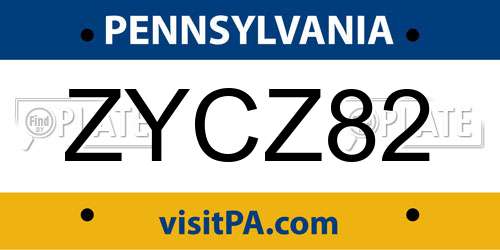 ZYCZ82 Pennsylvania License Plate