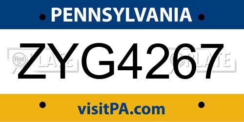 ZYG4267 Pennsylvania License Plate