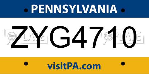 ZYG4710 Pennsylvania License Plate