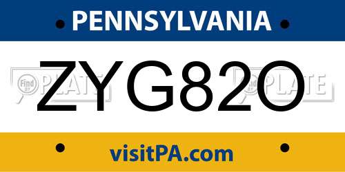 ZYG82O Pennsylvania License Plate