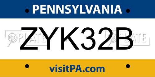 ZYK32B Pennsylvania License Plate